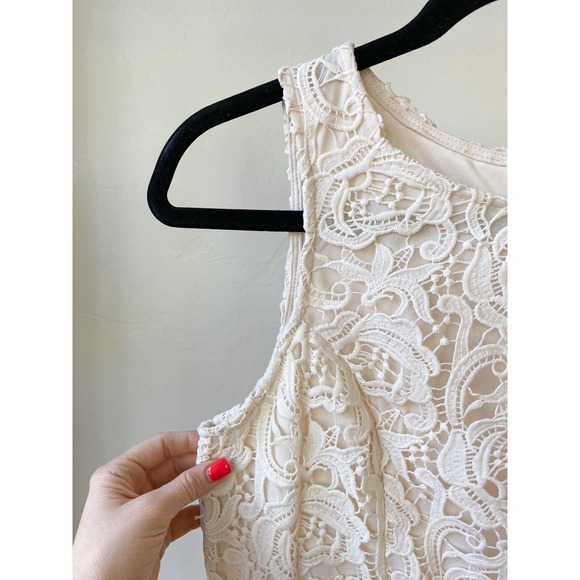 THE IMPECCABLE PIG Women's Cream Lace Sleeveless Mini Sheath Dress size M - Picture 6 of 11